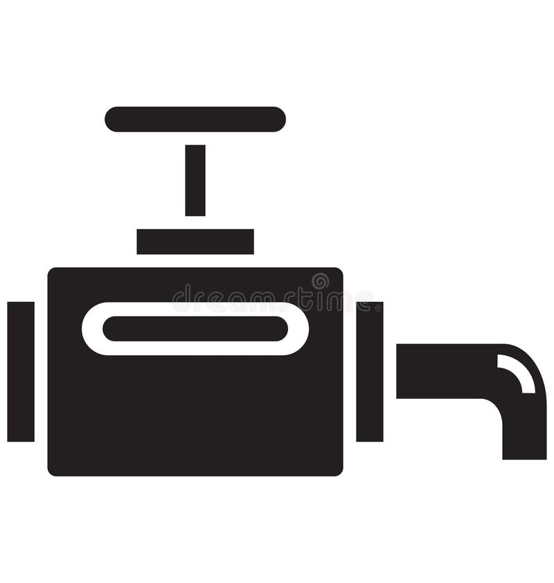 Main pipeline, pipe valve Isolated Vector Icon can be easily modified or edit stock illustration