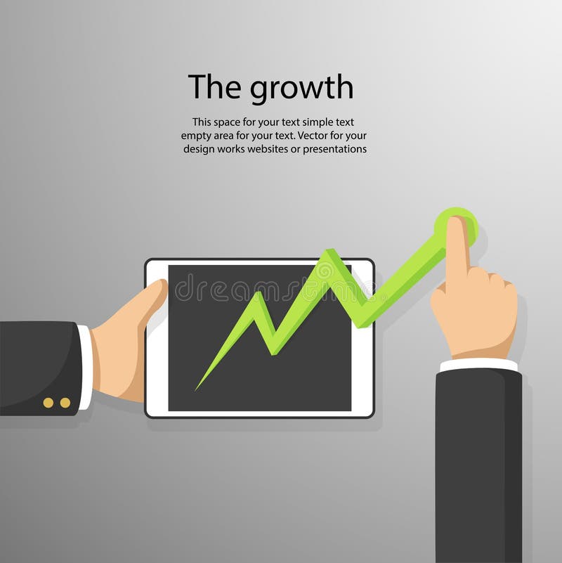 Hand writing growth graph on tablet simple flat style with empty space for your text. Business and finance concept vector  for your design work, presentation, website or others. Hand writing growth graph on tablet simple flat style with empty space for your text. Business and finance concept vector  for your design work, presentation, website or others.
