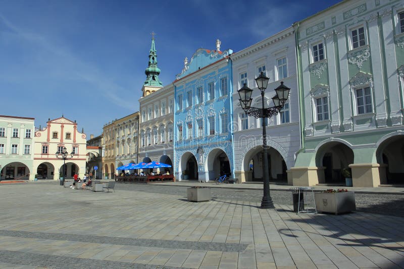Main square in Novy Jicin stock images