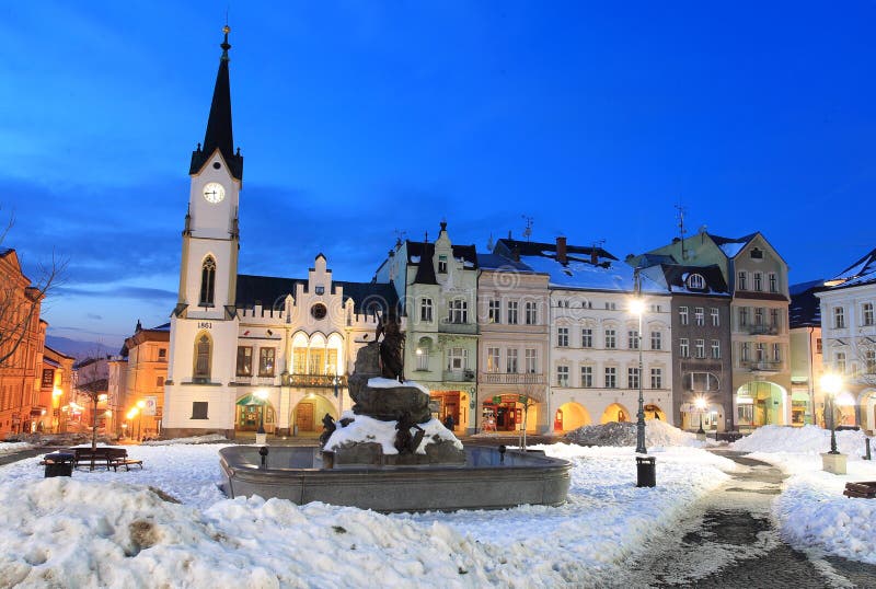 Main square in Trutnov stock images
