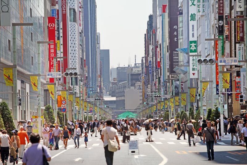 The Main Street In Ginza Tokyo Editorial Photography Image Of Crossing Downtown