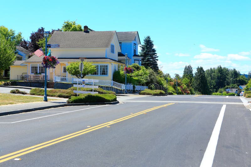 Main street in historical town Steilacoom. royalty free stock photos Main street in historical town Steilacoom. royalty free stock photos