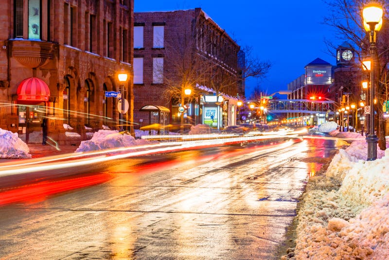 Main Street of Moncton at Night, New Brunswick Editorial Stock Photo ...