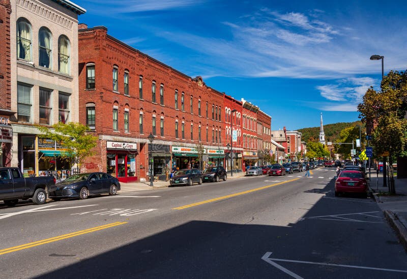 Main Street of Montpelier in Vermont in the Fall Editorial Image
