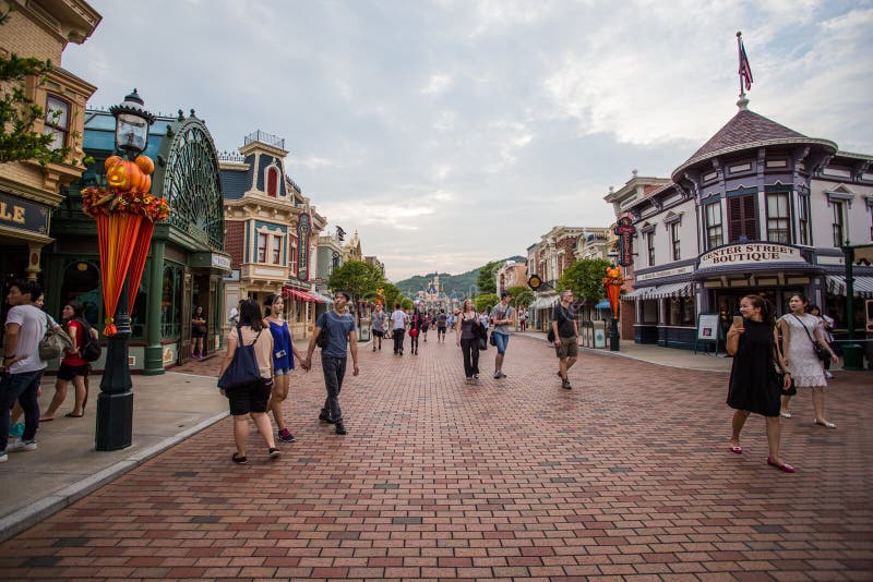 Main Street,USA in Disneyland Hong Kong. Editorial Image - Image of