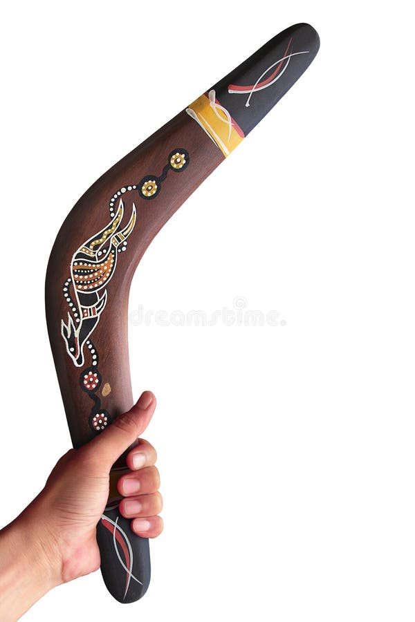 Hand Holding An Australian Boomerang. Hand Holding An Australian Boomerang