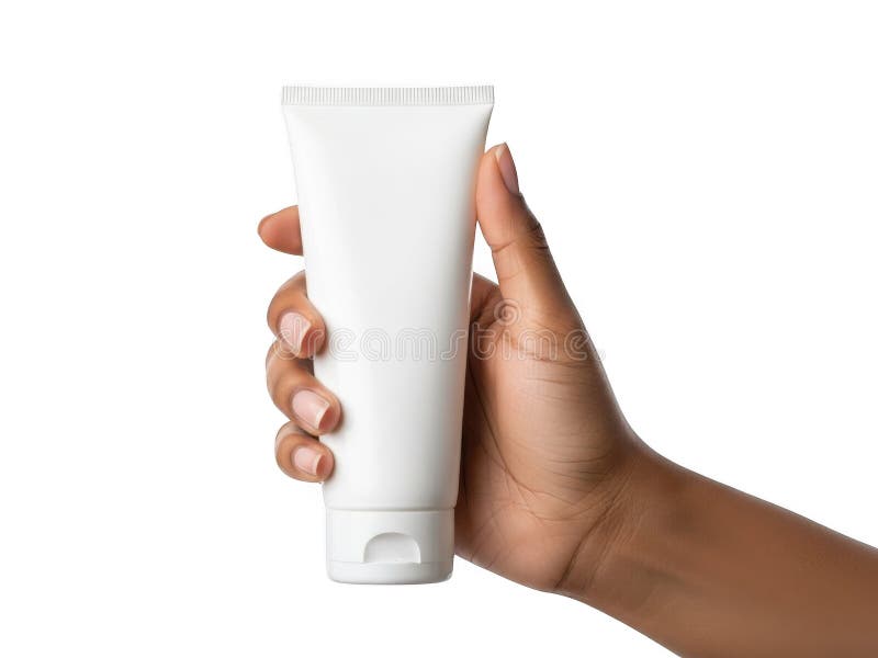 Main tenant un tube de crème blanc illustration libre de droits