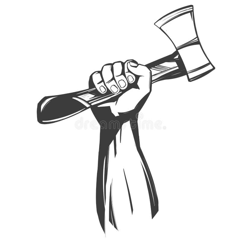 Main tenant une cogn?e, croquis tir? par la main d'illustration de vecteur de bande dessin?e d'ic?ne d'outils illustration libre de droits Main tenant une cogn?e, croquis tir? par la main d'illustration de vecteur de bande dessin?e d'ic?ne d'outils illustration libre de droits