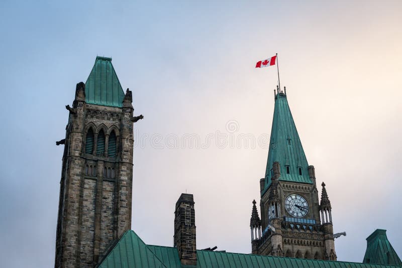 Main tower of the center block of the Parliament of Canada, in the Canadian Parliamentary complex of Ottawa, Ontario. royalty free stock photo Main tower of the center block of the Parliament of Canada, in the Canadian Parliamentary complex of Ottawa, Ontario. royalty free stock photo