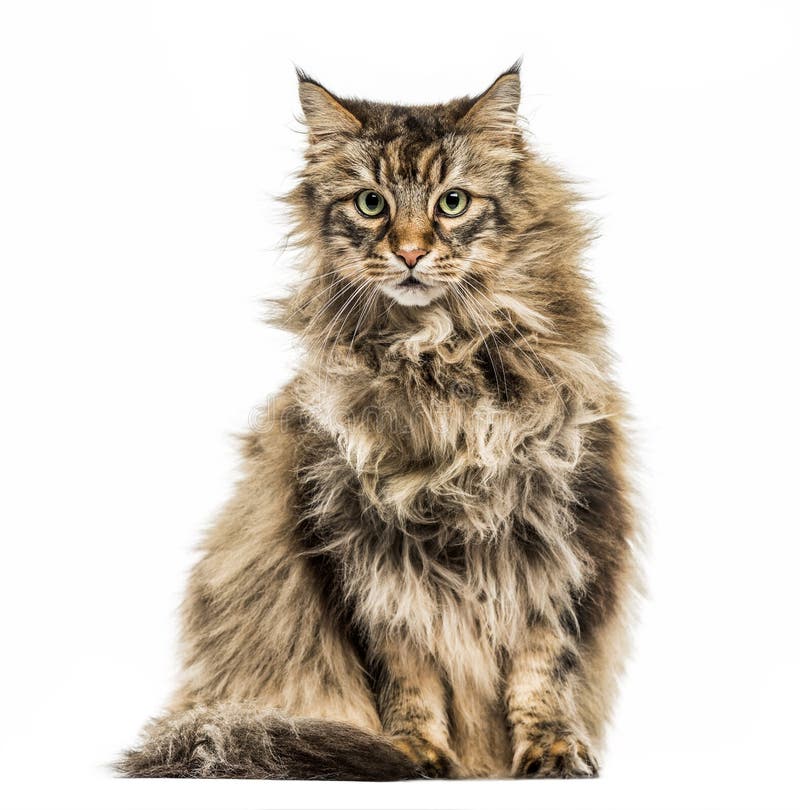 Maine Coon Isolated on White Stock Photo - Image of domestic, studio ...