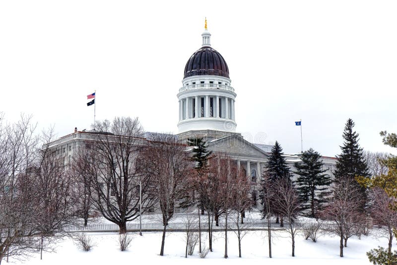 Maine State Capitol i vinter arkivfoto Maine State Capitol i vinter arkivfoto