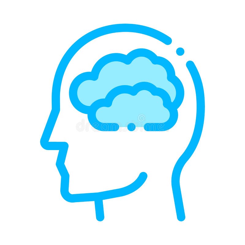 Mainly Cloudy Clouds In Man Silhouette Mind Vector