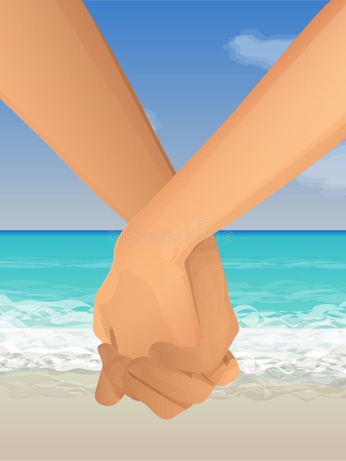 Mains de fixation sur la plage illustration stock Mains de fixation sur la plage illustration stock