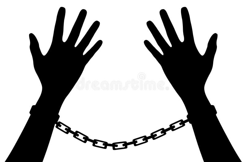 Illustration of hands chained together. Illustration of hands chained together