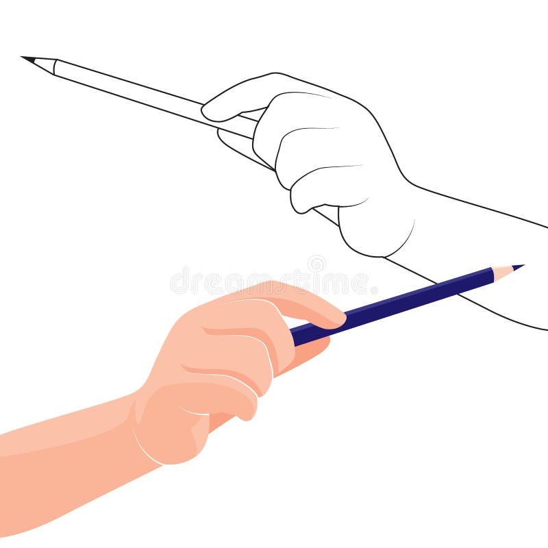 Mains tenant le crayon illustration stock Mains tenant le crayon illustration stock