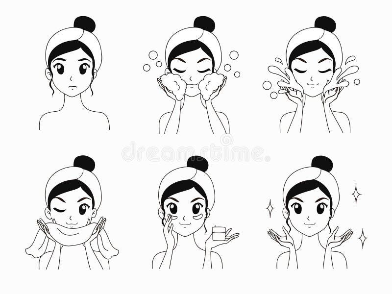 Maintain beauty skin face line women. stock illustration Maintain beauty skin face line women. stock illustration
