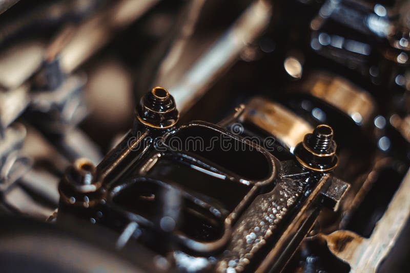 Engine valve in oil stock photo. Image of bolt, detail 134933498