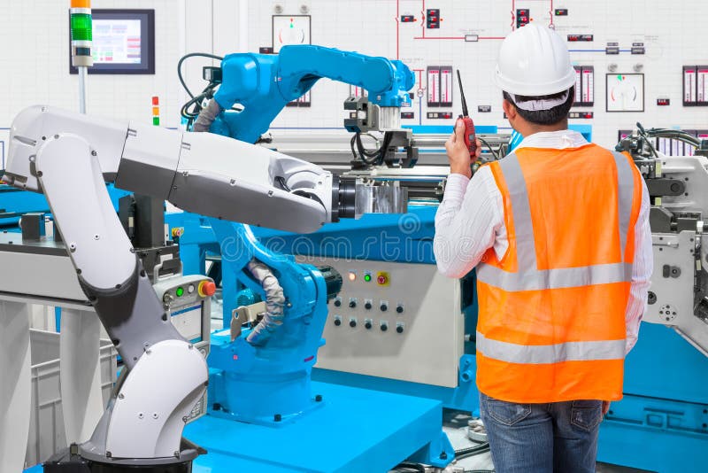 Maintenance engineer control automatic robotic hand machine tool