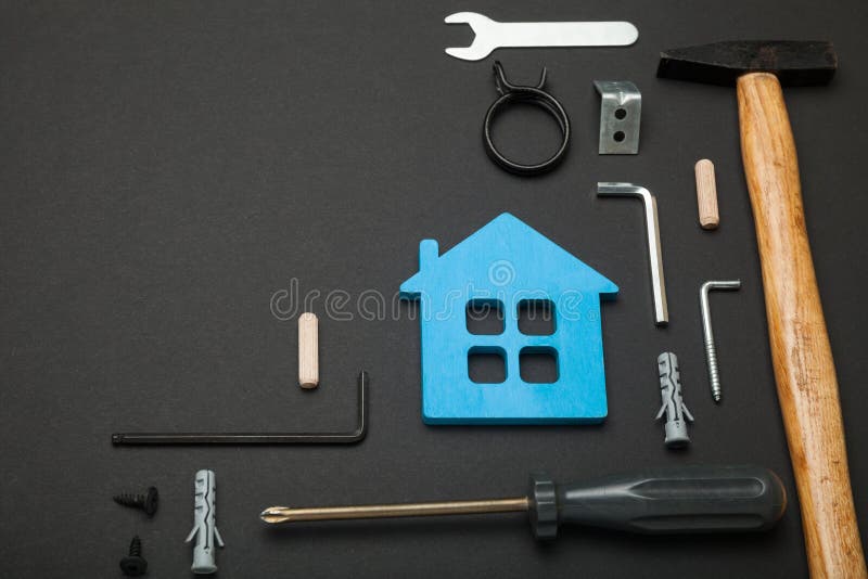 Maintenance in house, home repair. Toolset renovation background. Copy space for text.