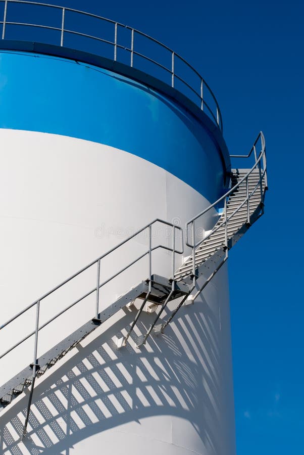 Maintenance Ladder on a Oil Tank Stock Photo Image of blue, business