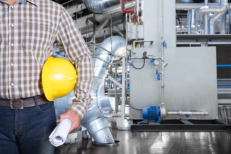 Maintenance Technician Inside Thermal Power Plant Factory Stock Image