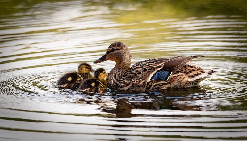 Maisente mit ihren Enten ai erzeugt stock abbildung