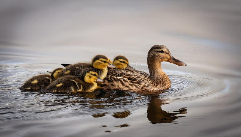 Maisente mit ihren Enten ai erzeugt vektor abbildung
