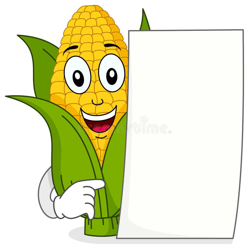 Maiskolben-Charakter mit leerem Papier