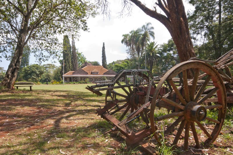 Maison de chariot et de Karen Blixen de boeuf, Kenya. images libres de droits Maison de chariot et de Karen Blixen de boeuf, Kenya. images libres de droits