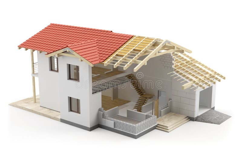 Maison de construction, illustration 3D illustration de vecteur Maison de construction, illustration 3D illustration de vecteur