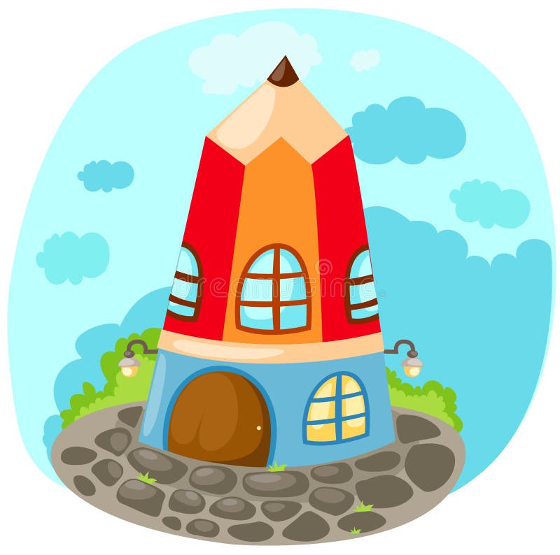 Maison de crayon de dessin animé illustration stock Maison de crayon de dessin animé illustration stock