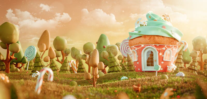 Maison fey époustouflante dans la forme du rouleau dans la forêt magique. illustration libre de droits