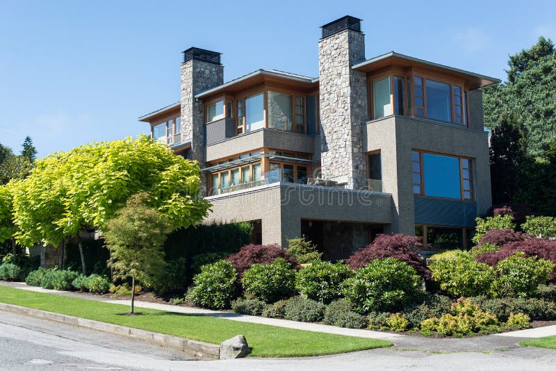 Modern house on a corner lot. Modern house on a corner lot