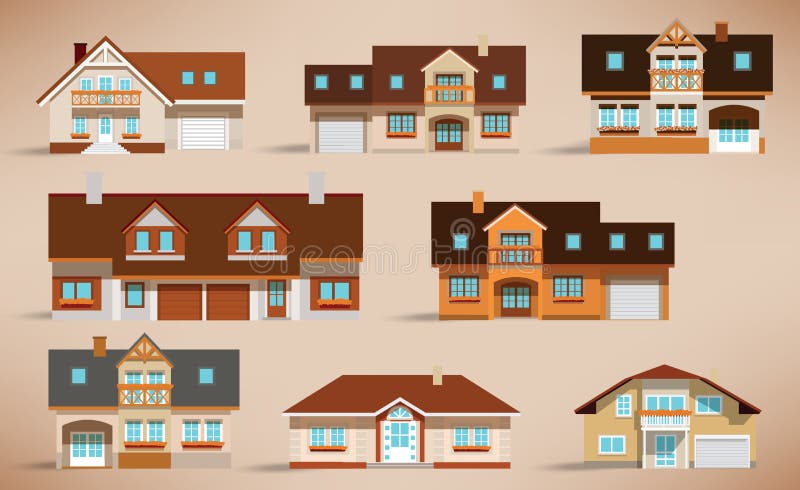 Maisons de ville (rétros couleurs) illustration stock Maisons de ville (rétros couleurs) illustration stock