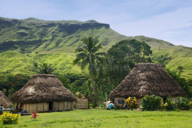 Maisons traditionnelles de village de Navala, Viti Levu, Fidji