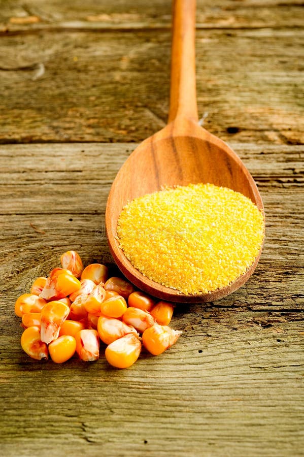 Maize flour in the bag stock photo. Image of lots, wooden 21571186