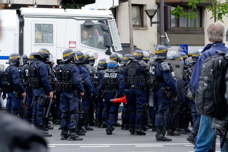 Maj 2018 - Anty Macron protest w Paryż zdjęcia stock Maj 2018 - Anty Macron protest w Paryż zdjęcia stock