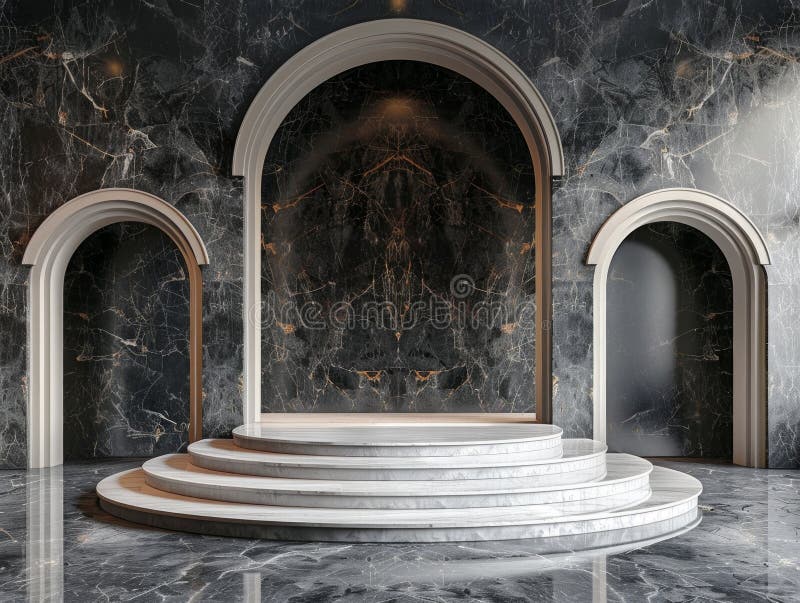 majestic room filled with marble arches and a glistening marble floor, creating a sense of grandeur and elegance. AI generated. majestic room filled with marble arches and a glistening marble floor, creating a sense of grandeur and elegance. AI generated