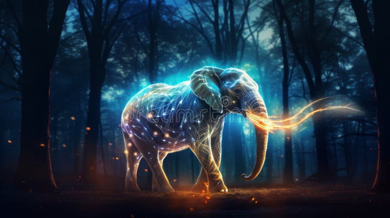 Majestesisk elefantväktare : patronus mitt i de eländiga skogsområdena vektor illustrationer