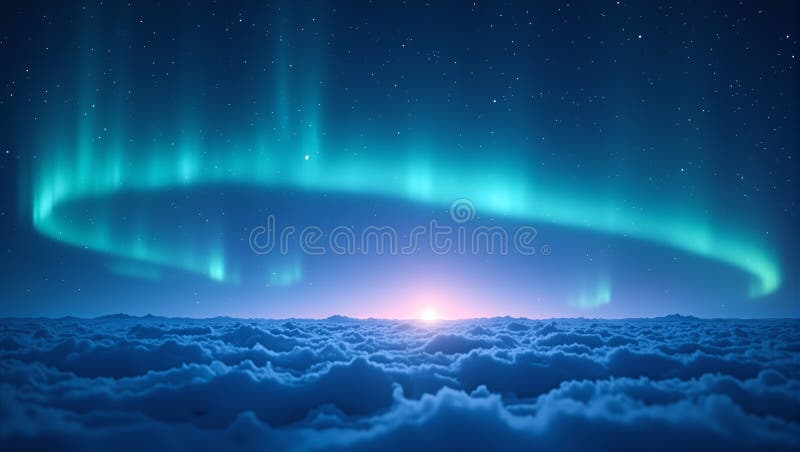Majestic aurora borealis de minuit éclairant un paysage serein avec un cercle d'ombre captivant beauté mystique de la nuit illustration stock