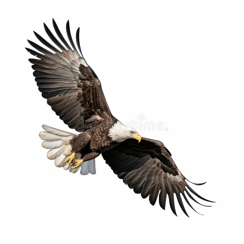Majestic Bald Eagle in Flight with Full Wing Span Stock Illustration