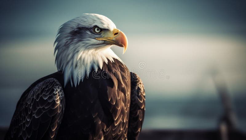 Majestic Bird of Prey Perching on Branch Generated by AI Stock