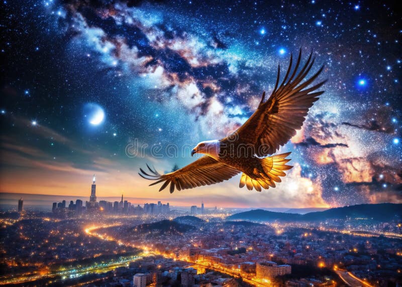 Majestic Flying Eagle Surreal Sky Silhouette T-Shirt Majestic Flying Eagle Surreal Sky Silhouette T-Shirt