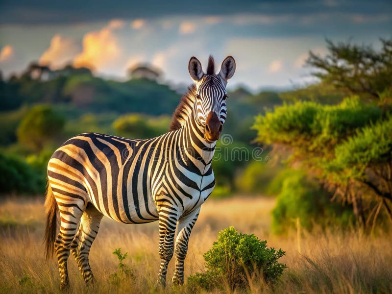 Majestic Burchells Zebra i Krugers nationalpark A stunning Portrait of South African Wildlife royaltyfri illustrationer