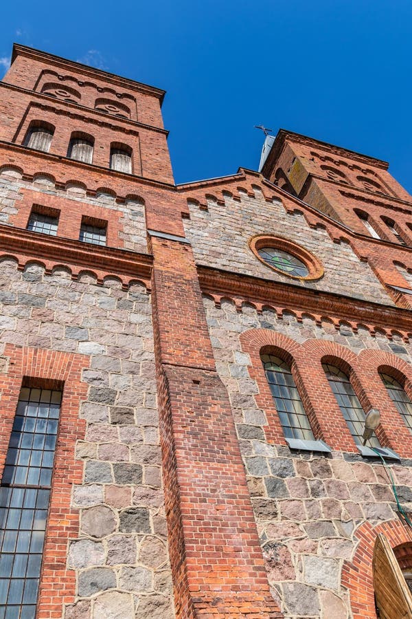 Majestic Church of God`s Body from stone and brick in Ikazn