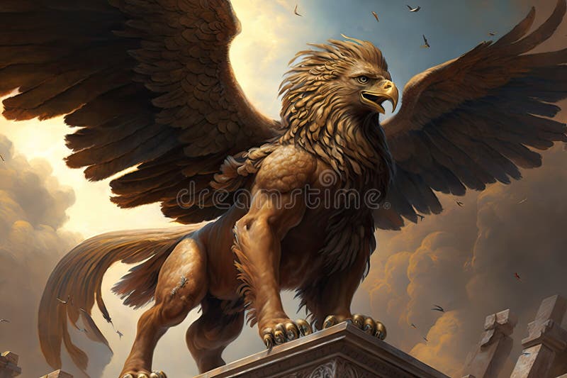 Majestic Griffin Soaring through the Sky, Its Wings Beating Gracefully ...