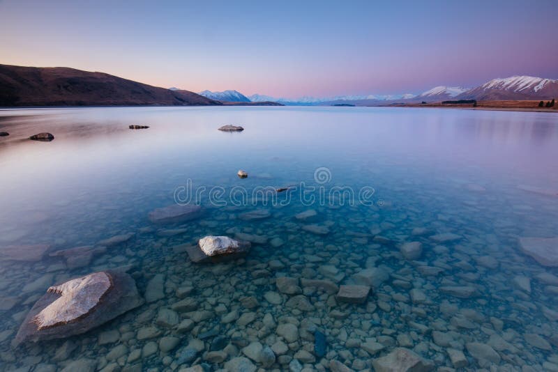 Lake Tekapo Sunset In New Zealand Stock Image Image Of Sunset