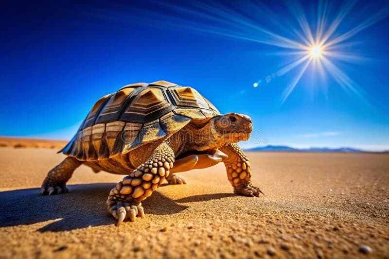 Majestic Leopard Tortoise Embarks on a Desert Journey Stunning Wildlife Photography Capture royalty free illustration