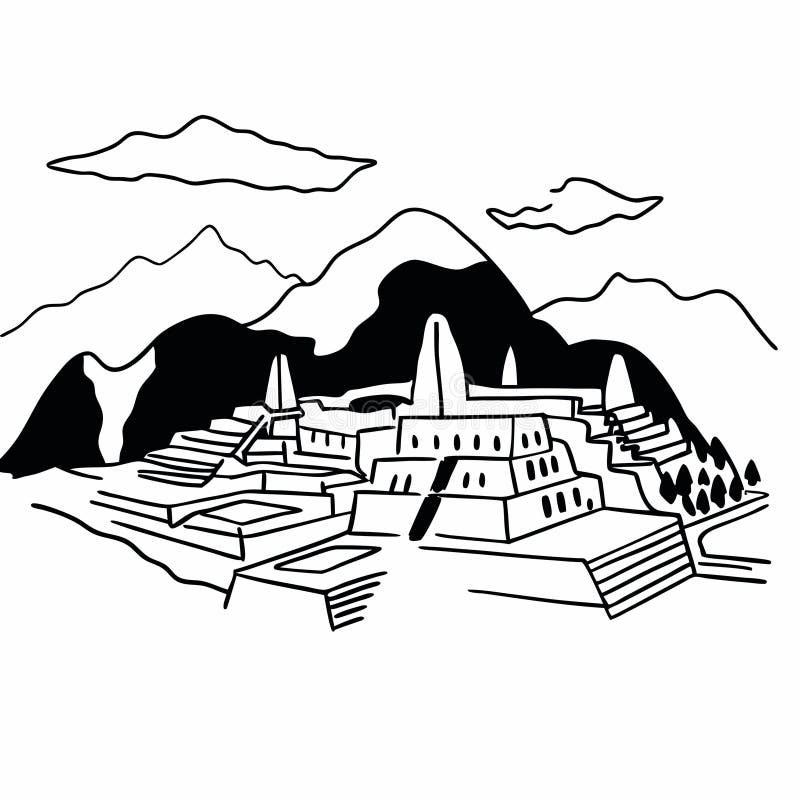 Majestic Machu Picchu Silhouette Design Stock
