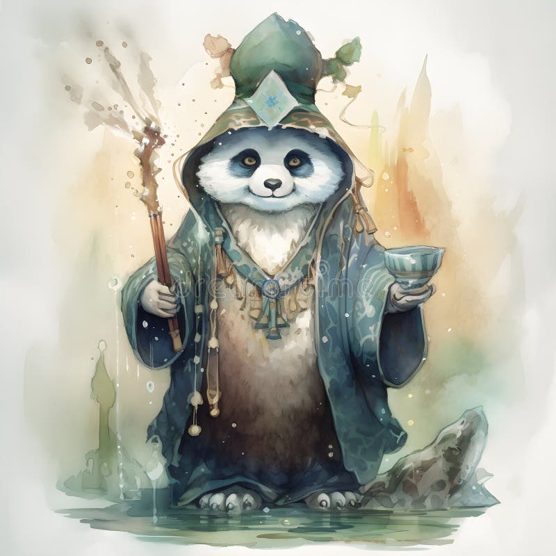 Majestic Mystical Wizard Panda, Ai Generative Illustration Stock ...